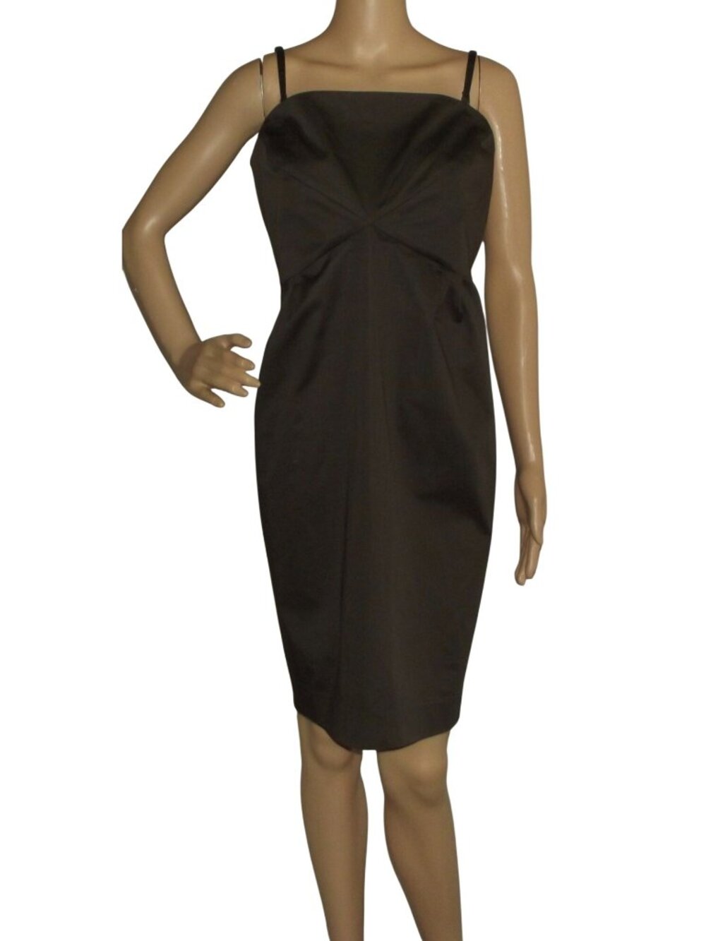 New York & Company Dress Size 14 Dark Brown Strapless Empire Waist Sheath Cotton